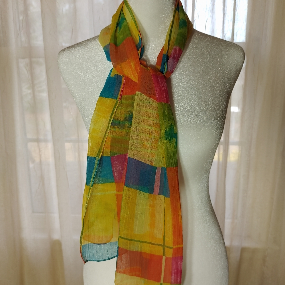 Vintage 1980s Vibrant Scarf - Picture 2 of 4